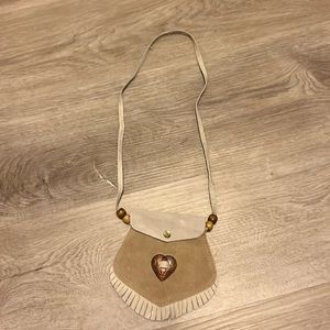 brown and beige mini bag